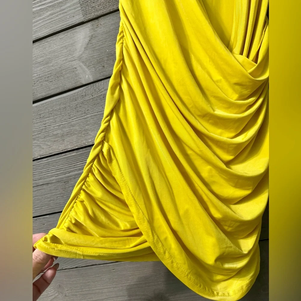 NWT Missguided Lime Slinky Drape Front Mini Dress Sz US/2 Sexy Cocktail Party - Picture 4 of 12